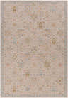 Detailed view of the Burcu Thick Luxe Area Rug with amber, blue, and brown floral pattern. Design-Rectangle-6796