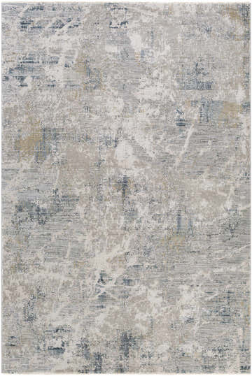 Close-up of the Burstwick Thick Luxe Boutique Rug. Abstract design in dusty sage, navy, olive, pale blue, taupe, and teal. Design-Rectangle-6796