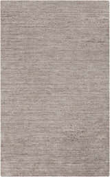 Close-up of the Buskirk Area Rug. Hand-loomed, gray viscose rug with a subtle horizontal texture. Contemporary style. Design-Rectangle-58