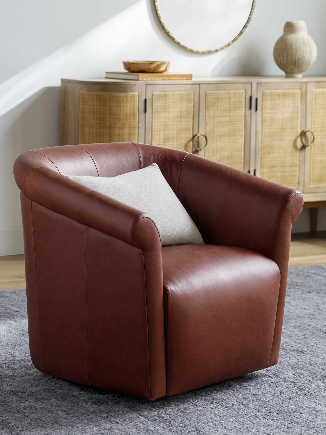 Bisignano Brown Swivel Chair - Clearance