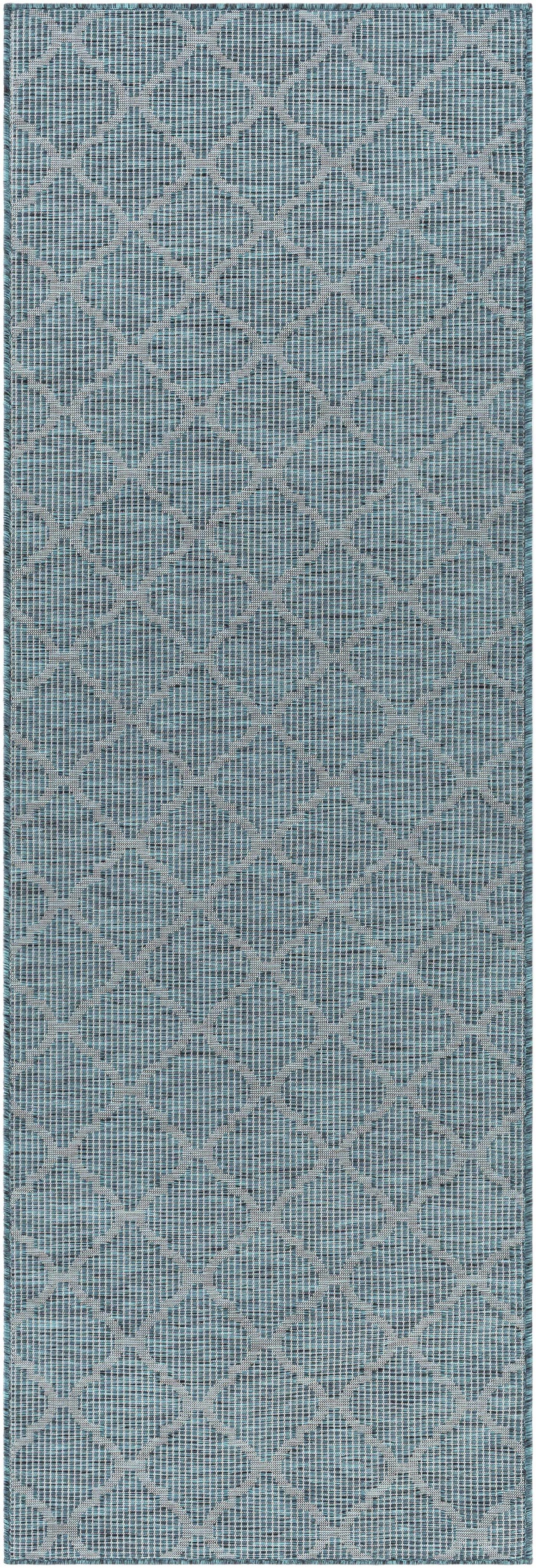 Unique Outdoor Trellis Area Rug, Teal - Clearance