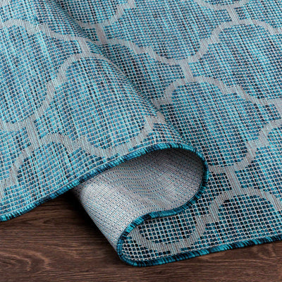 Unique Outdoor Trellis Area Rug, Teal - Clearance