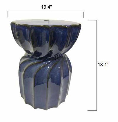 Cabugao Blue Ceramic Stool Table