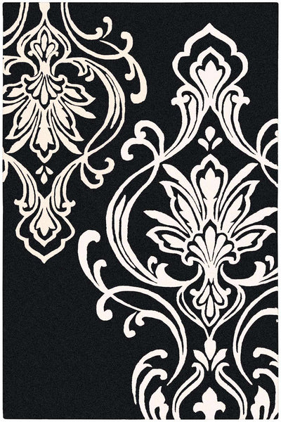 Merlin Black Floral Wool carpet - Clearance