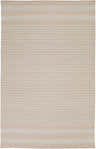 Close-up of the Canones Area Rug; hand woven cotton rug in taupe and slate blue stripes. Design-Rectangle-58