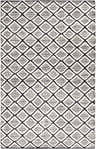 Close-up of the hand woven Canturay Jute Carpet. Black geometric diamond pattern on cream jute. Bohemian farmhouse style. Design-Rectangle-576