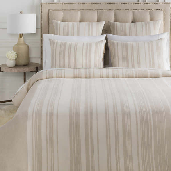 Capucnasan Tan Striped Linen Bedding Set - Clearance