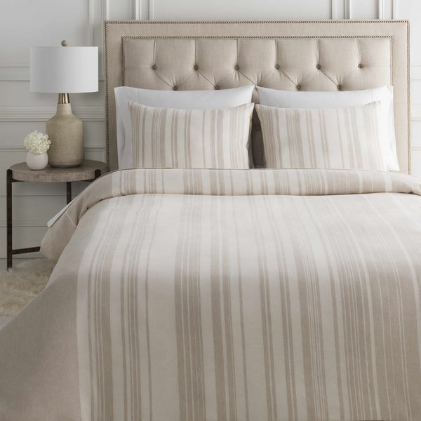 Capucnasan Tan Striped Linen Bedding Set