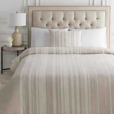 Capucnasan Tan Striped Linen Bedding Set