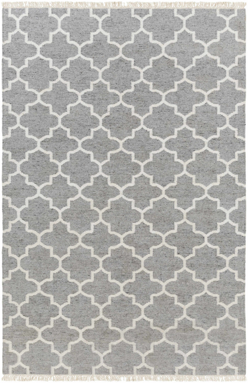 Cardin Charcoal Trellis Wool&Viscose Rug - Clearance