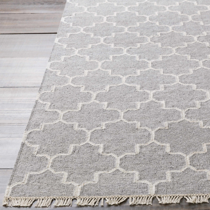 Cardin Charcoal Trellis Wool&Viscose Rug - Clearance