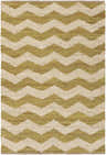 Close-up of a hand-woven Cardigan Jute Carpet. Beige and lime green zig zags create a farmhouse style, natural fiber rug. Design-Rectangle-576