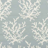 Close-up of Carversville Ice Blue Botanical Wool Rug featuring an ivory coral-like pattern on a light blue background. Swatch