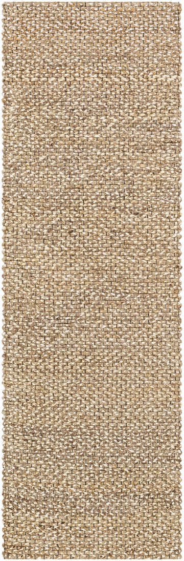 Close-up of the Caspar Hand Woven Natural Jute Rug, showing the natural jute texture and hand woven construction. Design-Runner-268