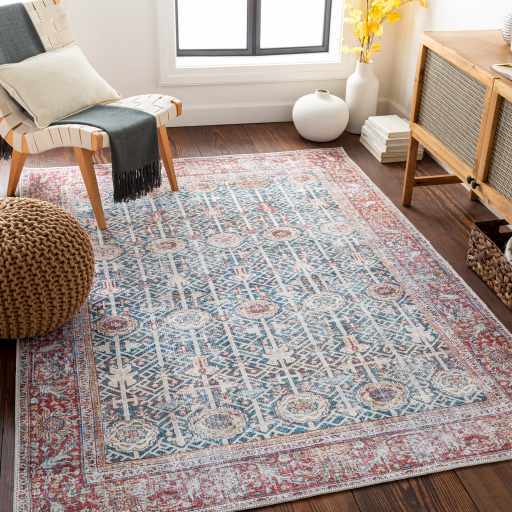 Rust&Navy Persian Style Washable Area Rug - Clearance