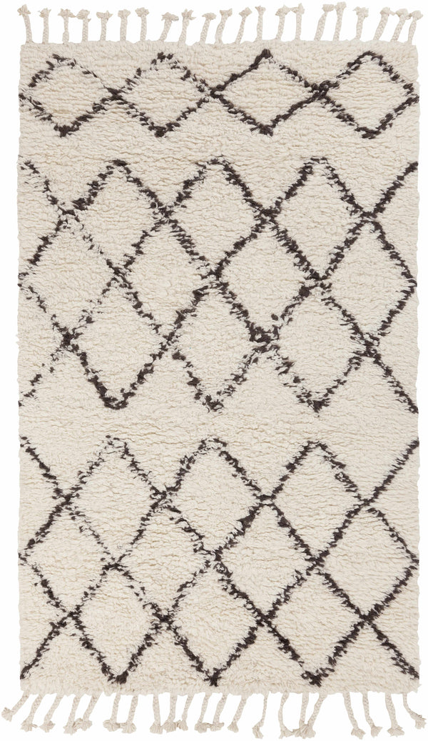 Catoosa White/Black Trellis Wool Rug - Clearance