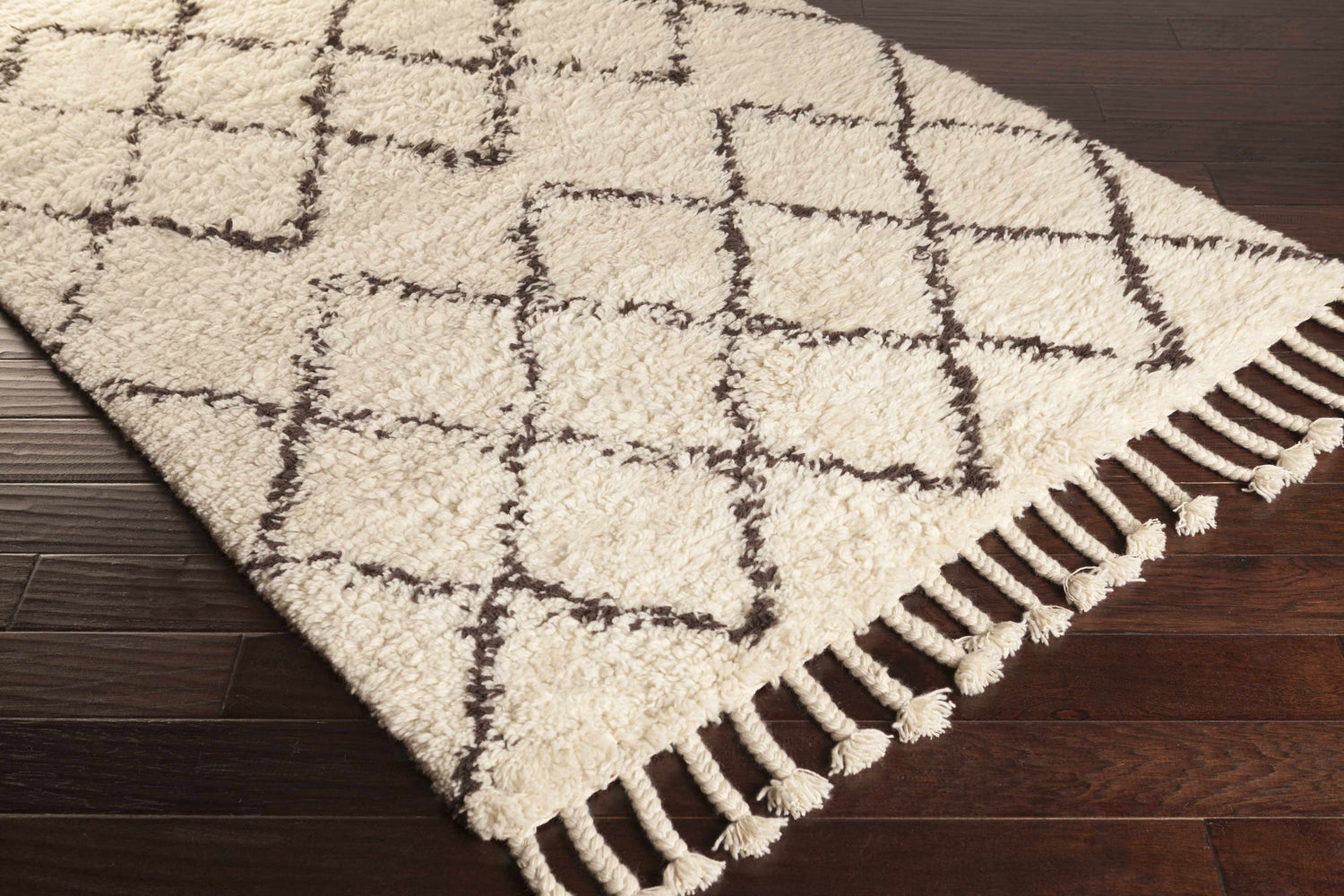 Catoosa White/Black Trellis Wool Rug - Clearance