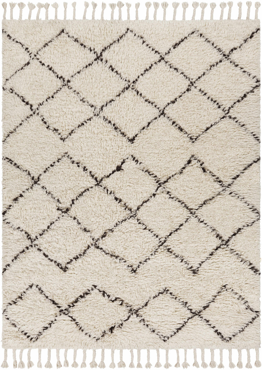Catoosa White/Black Trellis Wool Rug - Clearance