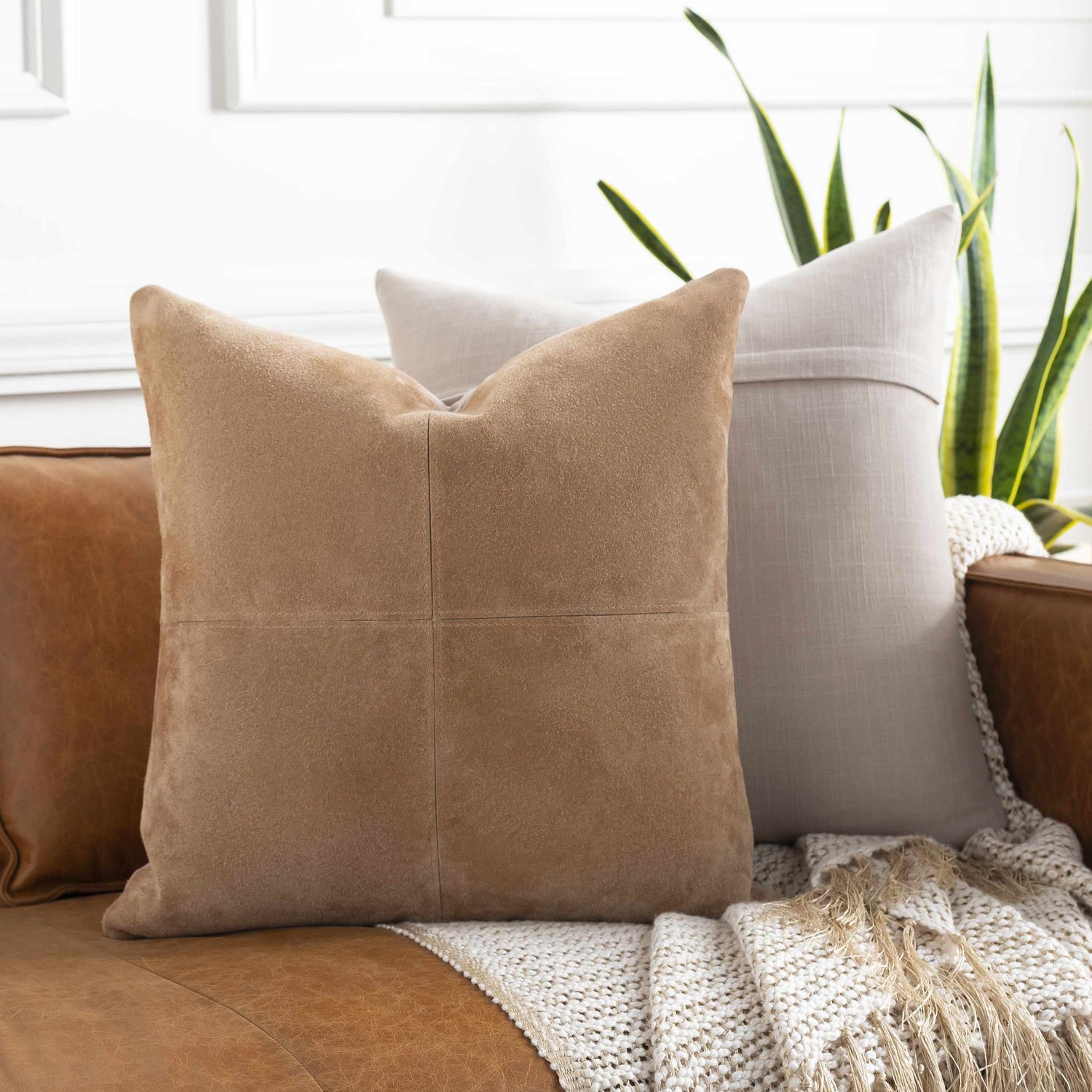 Causip Brown Square Throw Pillow - Clearance