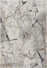 Close-up of the Cavetown Gray Marble Thick Rug, showcasing its charcoal, gray, ivory, and tan marble-like pattern. Design-Rectangle-5373