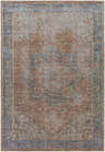 Close-up of the Cayanguan Area Rug. Traditional oriental rug in beachhouse, blue, and brown tones. Machine woven texture. Design-Rectangle-5373