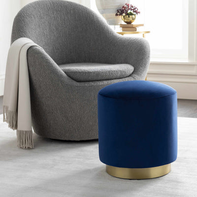 Cabaluay Dark Blue Velvet Ottoman Pouf