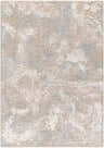 Close-up of the Cady Thick Luxe Area Rug. Contemporary design with cloud gray, light brown, and white abstract pattern. Design-Rectangle-575