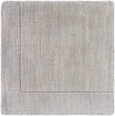 Bordered Solid Gray Wool Rug