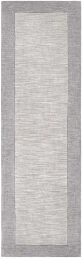 Bordered Solid Gray Wool Rug