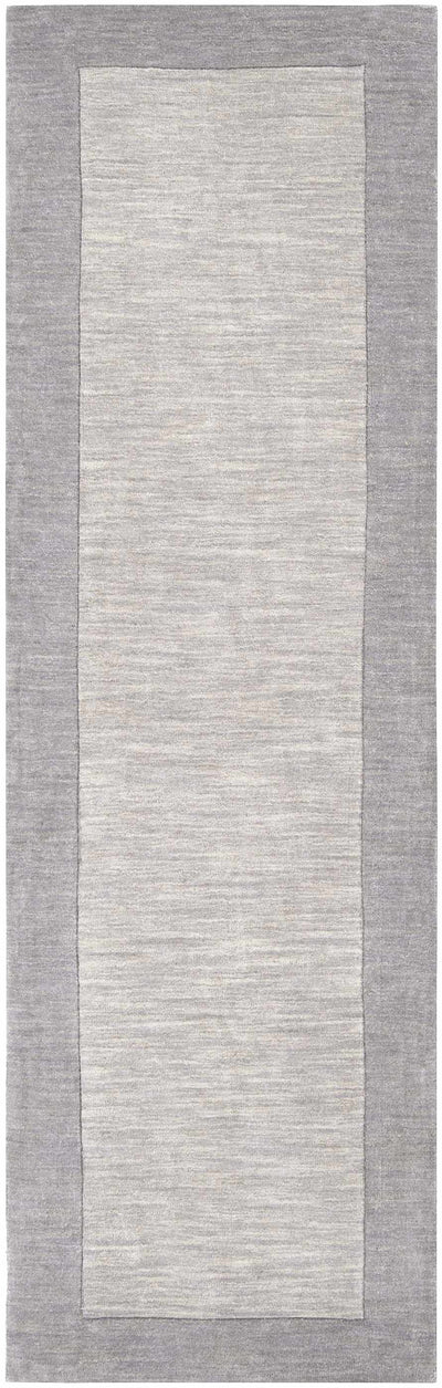 Bordered Solid Gray Wool Rug