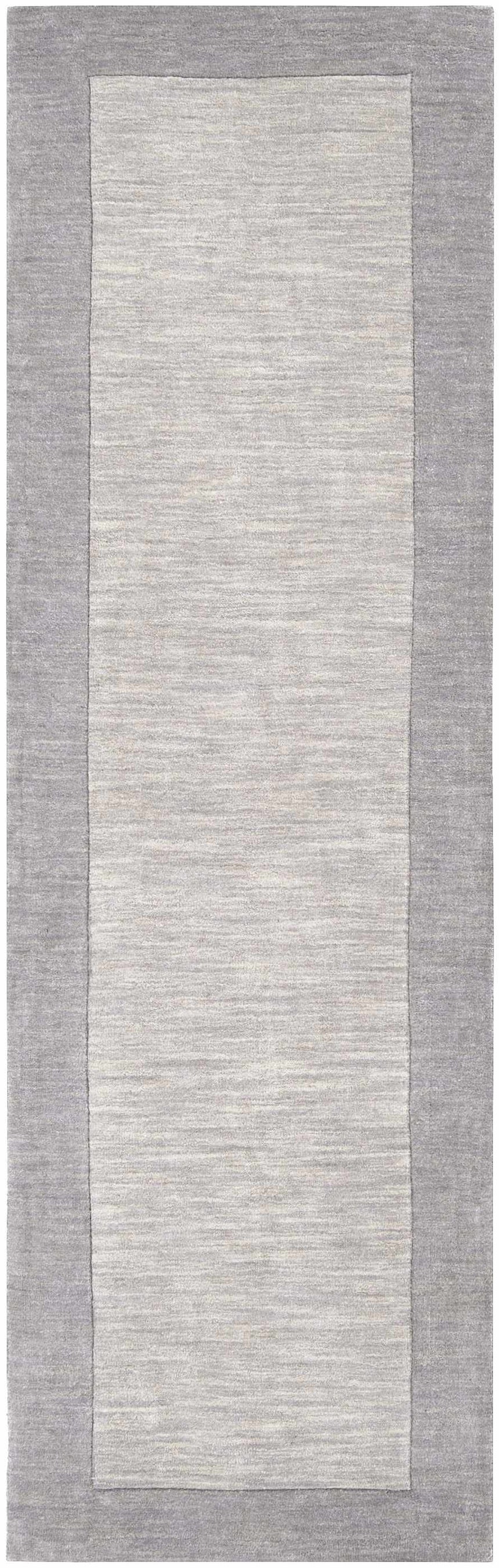 Bordered Solid Gray Wool Rug