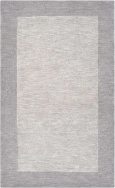 Bordered Solid Gray Wool Rug