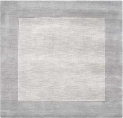 Bordered Solid Gray Wool Rug