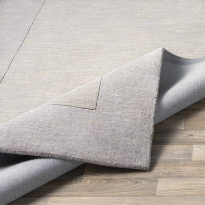 Bordered Solid Gray Wool Rug