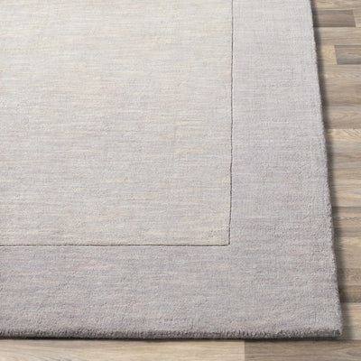 Bordered Solid Gray Wool Rug