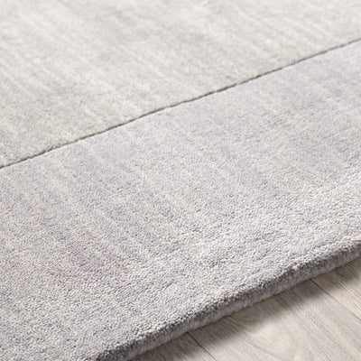 Bordered Solid Gray Wool Rug