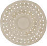 Close-up of a Stafford Bleached Jute Round Rug, featuring a circular design with textured jute rosettes. Design-Round-8