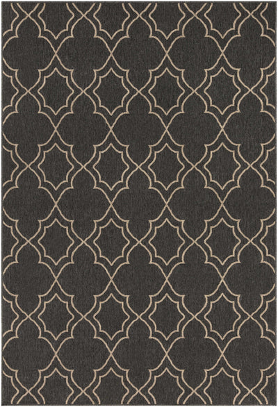 Unique Black Lattice Trellis Outdoor Rug