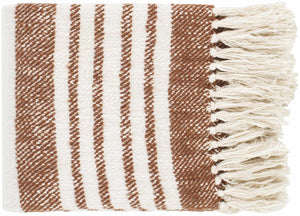 Cream and Brown Hand Woven Throw Blanket