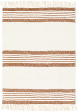 Cream and Brown Hand Woven Throw Blanket