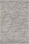 Close-up of the Cheverly Area Rug. Black, gray, and white diamond pattern with a textured, machine-woven construction. Design-Rectangle-5373