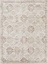 Close-up of the Chilworth Area Rug: a machine-woven rug with a traditional gray, ivory, and tan floral pattern. Design-Rectangle-537