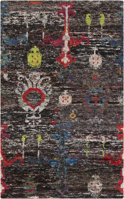Macy 5x8 Handmade Black Silk Carpet - Clearance