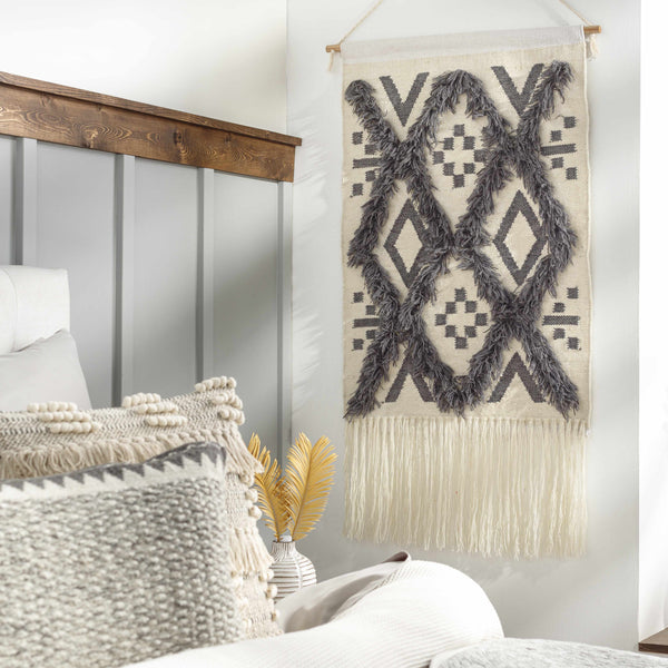 Chapelton Gray Geometric Textured Wall Hanging