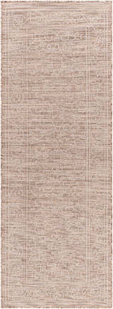 Close-up of Coolville Brown Flatweave Area Carpet showing woven texture and subtle pattern in brown, cream, and tan. Design-Runner-2773