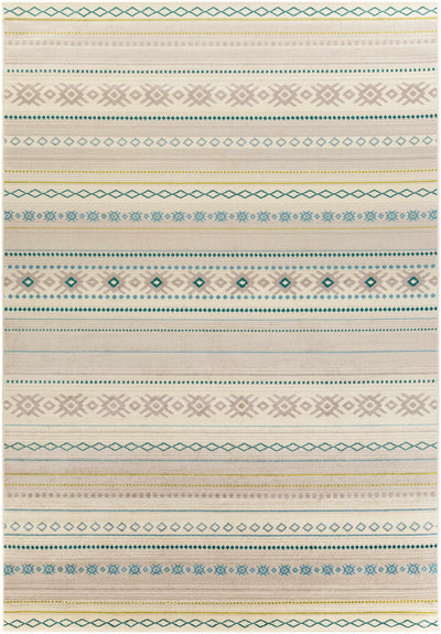 Charmouth Teal Striped Rug - Clearance