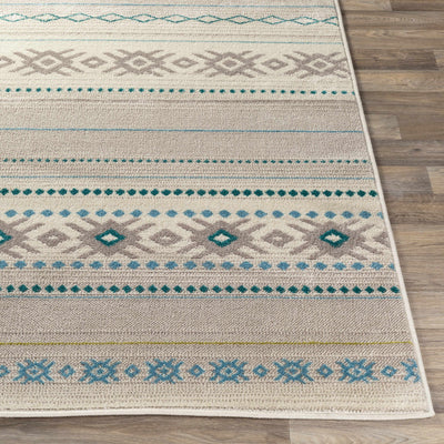 Charmouth Teal Striped Rug - Clearance