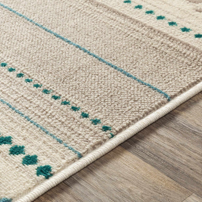 Charmouth Teal Striped Rug - Clearance