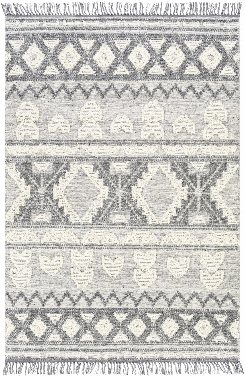 Gakona High-Low Cream&Charcoal Wool Rug - Clearance