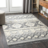 Gakona High-Low Cream&Charcoal Wool Rug - Clearance